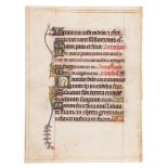 Leaf from a finely illuminated Psalter, in Latin, illuminated manuscript on parchment [southern