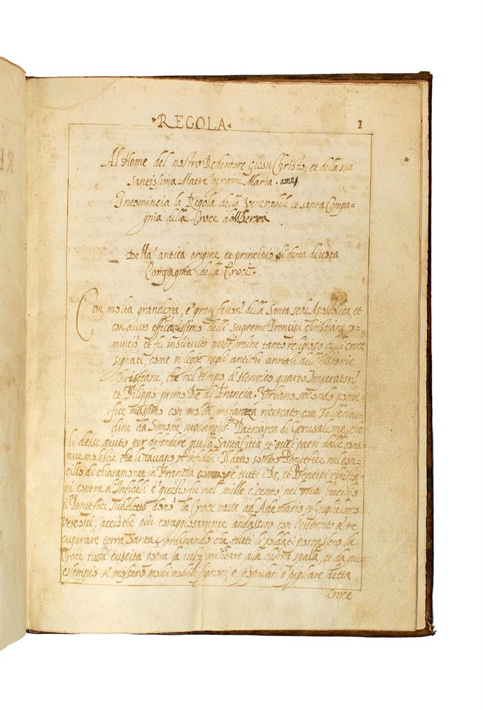 Ɵ Rules of the Confraternity of the Cross, in Italian, manuscript on paper [Italy, dated Rome, 13 O - Image 2 of 4