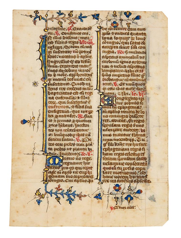 Collection of leaves from devotional books, in Latin, illuminated...
