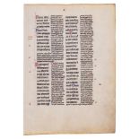 Leaf from Peter Lombard, Magna Glossatura in Epistolas Pauli, in Latin, decorated manuscript on