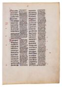 Leaf from Peter Lombard, Magna Glossatura in Epistolas Pauli, in Latin, decorated manuscript on