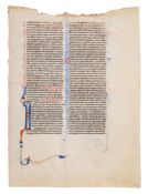 Leaf from a large Bible, in Latin, decorated manuscript on parchment [Italy (Bologna), second hal