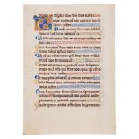 Four leaves from a lavishly illuminated Psalter, in Latin, manuscript on parchment [northern Engl