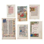 Collection of leaves from devotional books, in Latin and Dutch, illuminated manuscripts on parchm