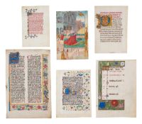 Collection of leaves from devotional books, in Latin and Dutch, illuminated manuscripts on parchm