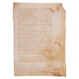 Leaf from a copy of Priscian, Institutiones Grammaticae, in Latin with occasional word in Greek,