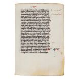 Leaf from a pocket Bible of tiny proportions, in Latin, decorated manuscript on parchment [France