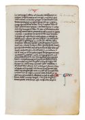 Leaf from a pocket Bible of tiny proportions, in Latin, decorated manuscript on parchment [France