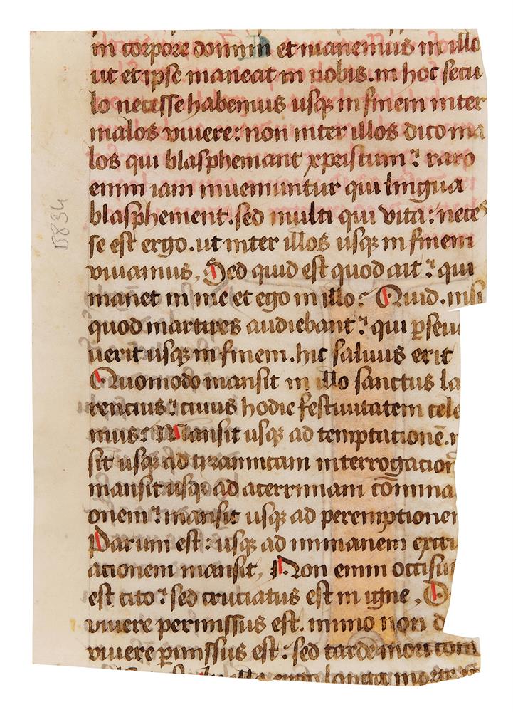 Two cuttings with illuminated initials from a copy of Augustine, Tractate on John, in Latin, manu - Image 4 of 8