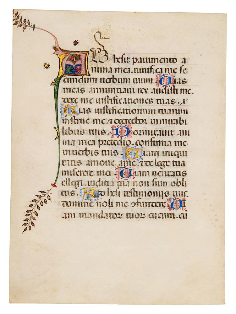 Collection of leaves from Italian illuminated manuscripts, in Latin, on parchment [fourteenth and - Image 3 of 10