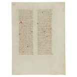 Leaf from Thomas Aquinas, Commentary on the Sentences of Peter Lombard, in Latin, decorated manus