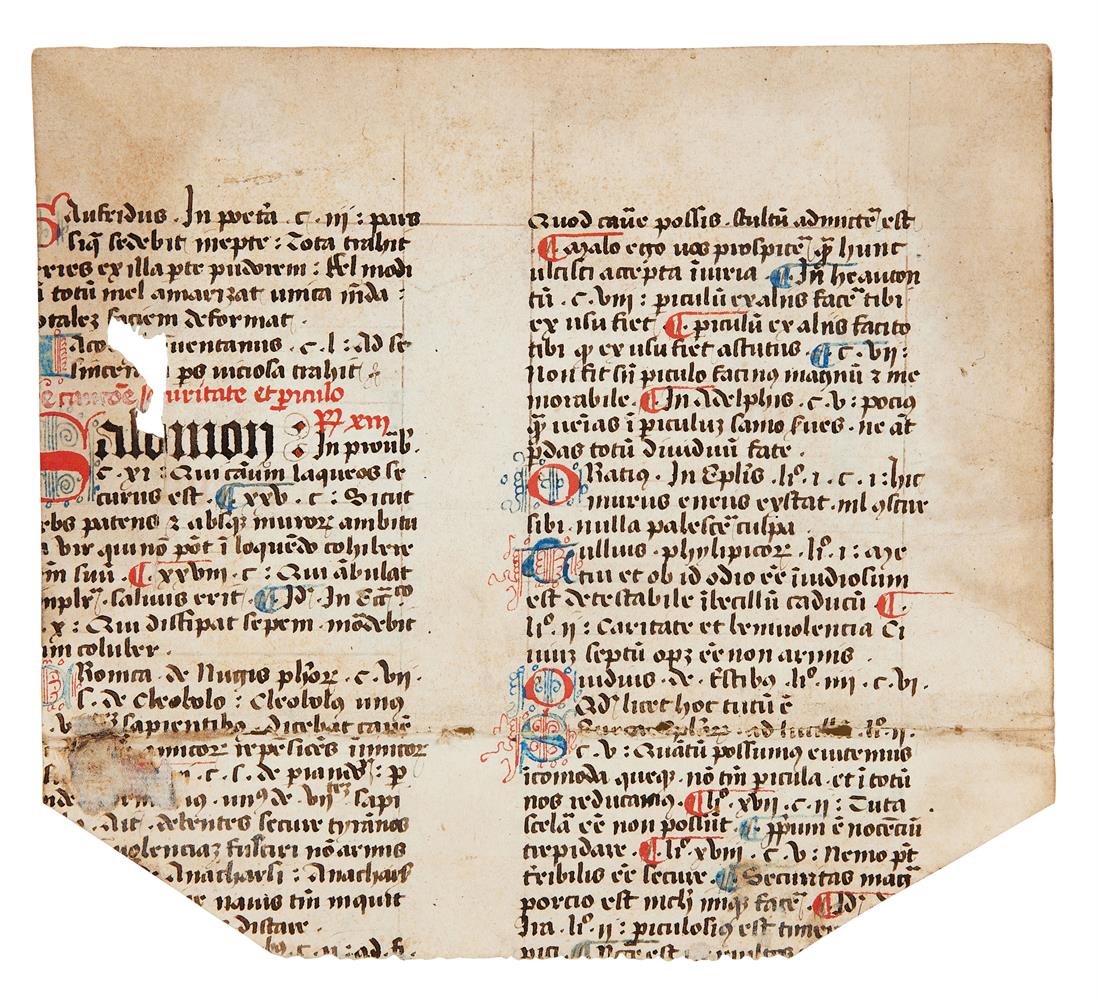 Small fragment of Geremia da Montagnone, Compendium Moralium Notabilium, citing Cicero, Seneca, - Image 2 of 2