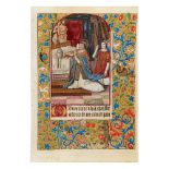 Miniature of Pope St. Gregory’s vision, on a leaf from a Book of Hours, Use of Angers, in Latin,