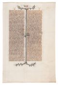 Leaf from the St Albans Abbey Bible, in Latin, illuminated manuscript on parchment [northern Fran