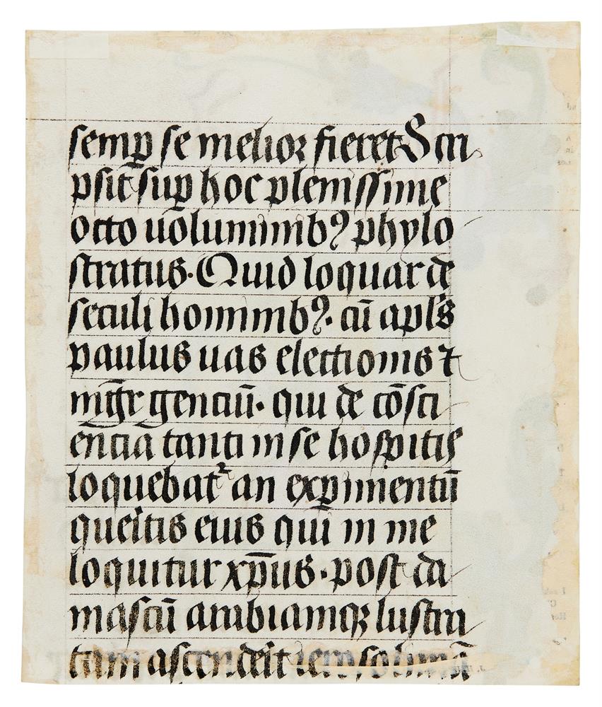 Large initial enclosing St. Jerome writing, on a cutting from a grand Bible, in Latin, manuscript - Image 2 of 2