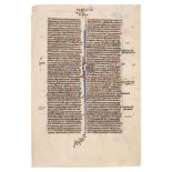 Three leaves from a grand lectern Bible, in Latin, illuminated manuscript on parchment [Flanders,