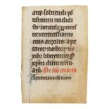 Leaf from a Psalter or Psalter-Hours, with large illuminated initial, in Latin, manuscript on par