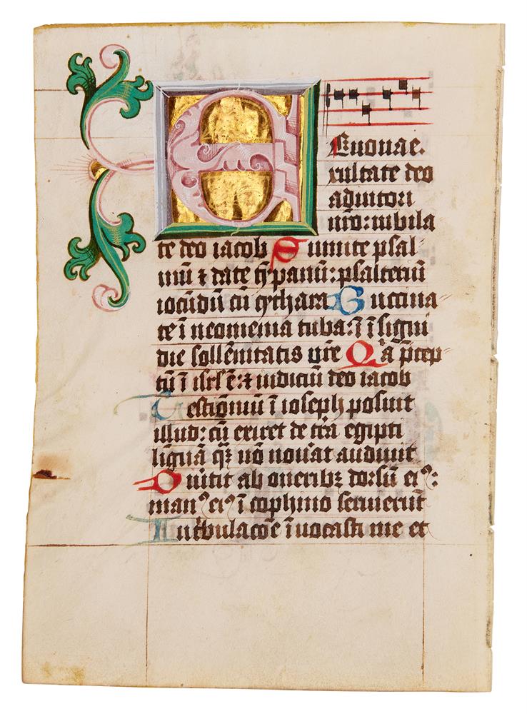 Two cuttings with illuminated initials from a copy of Augustine, Tractate on John, in Latin, manu