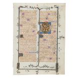 Two leaves from a richly illuminated Breviary, in Latin with French rubrics, manuscript on parchm