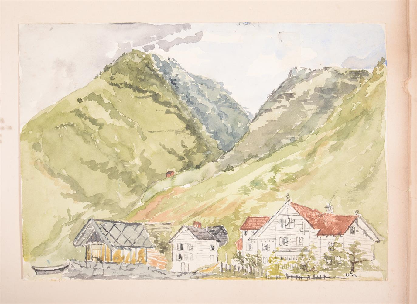 ALBUM: An album of 16 photographs, 8 watercolour sketches, Norway, (c.1900). - Image 4 of 5