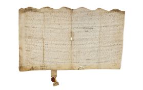 Four charters of Welsh interest, in Latin or Tudor English, manuscript documents on parchment