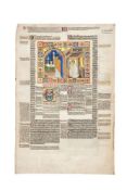 Ɵ A priest during Mass and a bell-ringer, large miniature on a leaf from a copy of Gregory IX