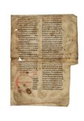 Ɵ Leaf from a very large Romanesque English Bible, with parts of 1 Maccabees 1:1-39
