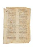 Ɵ Leaf from a gargantuan Augustine, Tractatus in Iohannem, in Latin, decorated Romanesque manuscript