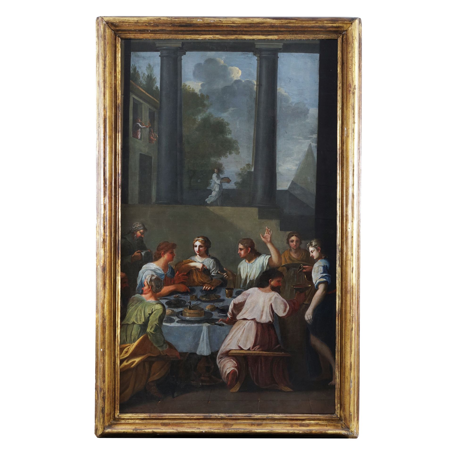 Roman painter, 18th century Banquet sceneoil on canvas, 174by100cm.