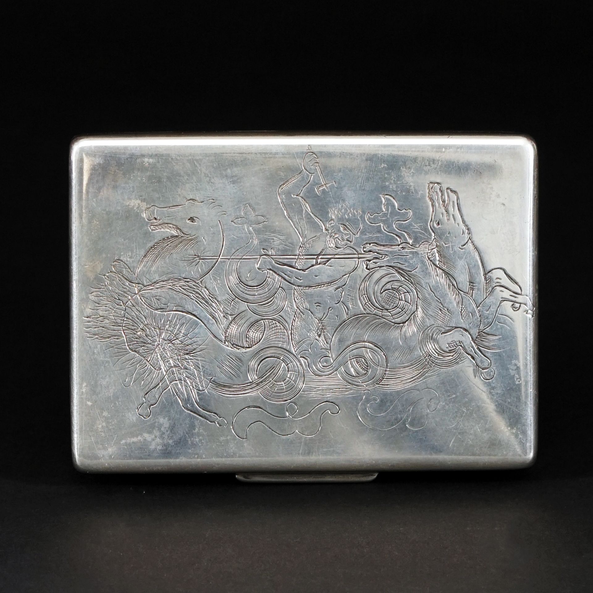 An Italian engraved sterling silver rectangular box, Florence, Gino Piani, 1935-1945 8,5by11cm.,