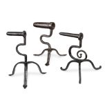 Three 18th/19th century wrought iron goffering irons, English/Welsh (3)