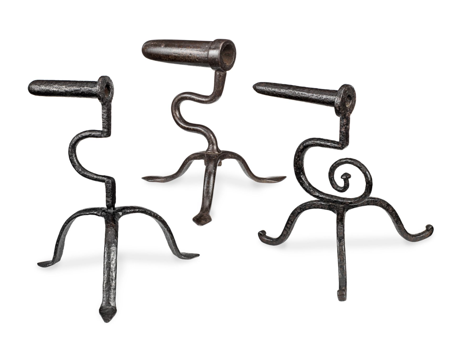 Three 18th/19th century wrought iron goffering irons, English/Welsh (3)