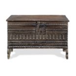 A small Elizabeth I boarded oak chest, West Country, circa 1600