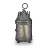 A sheet iron and horn hanging lantern