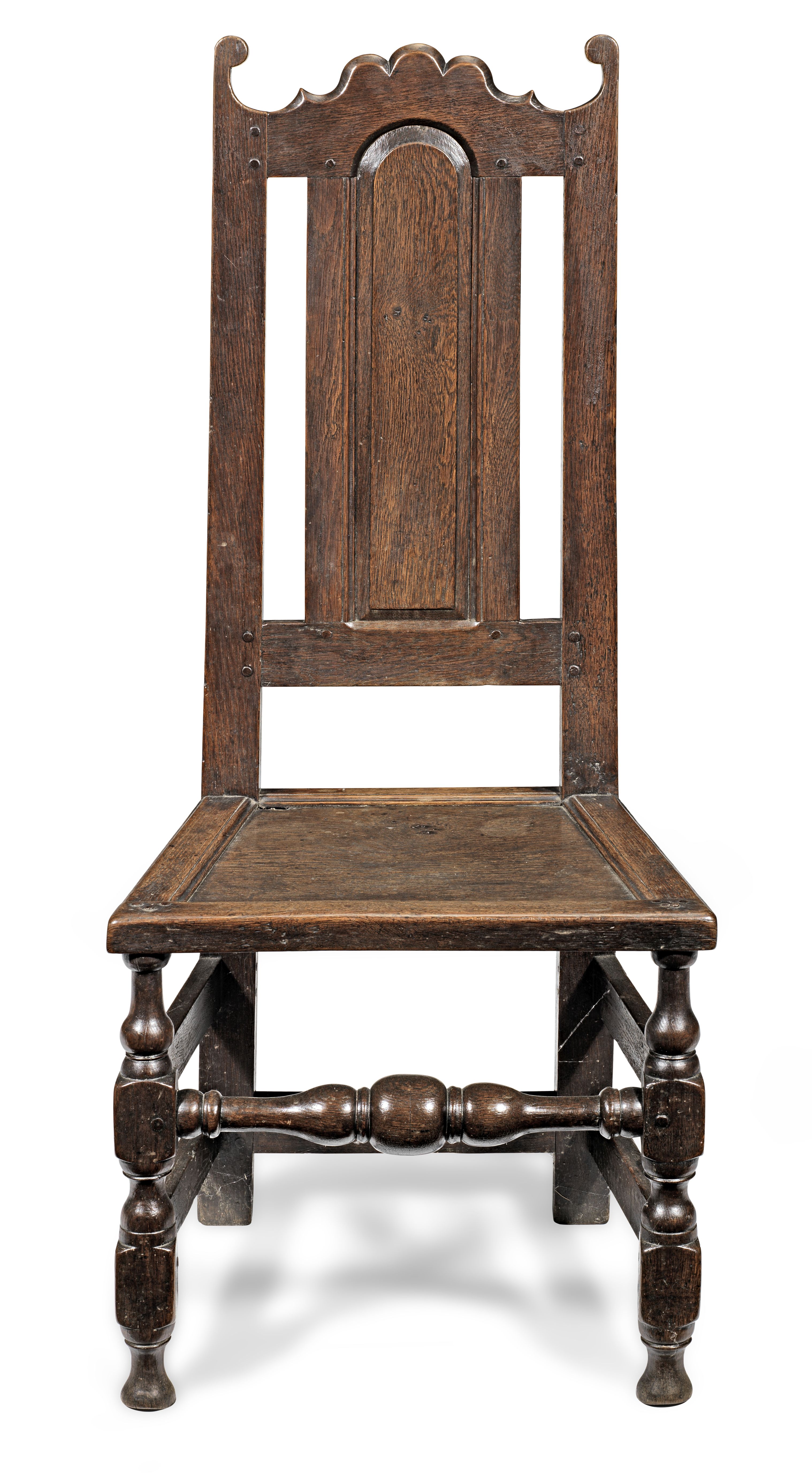 A late 17th century oak high-back chair, English, circa 1685