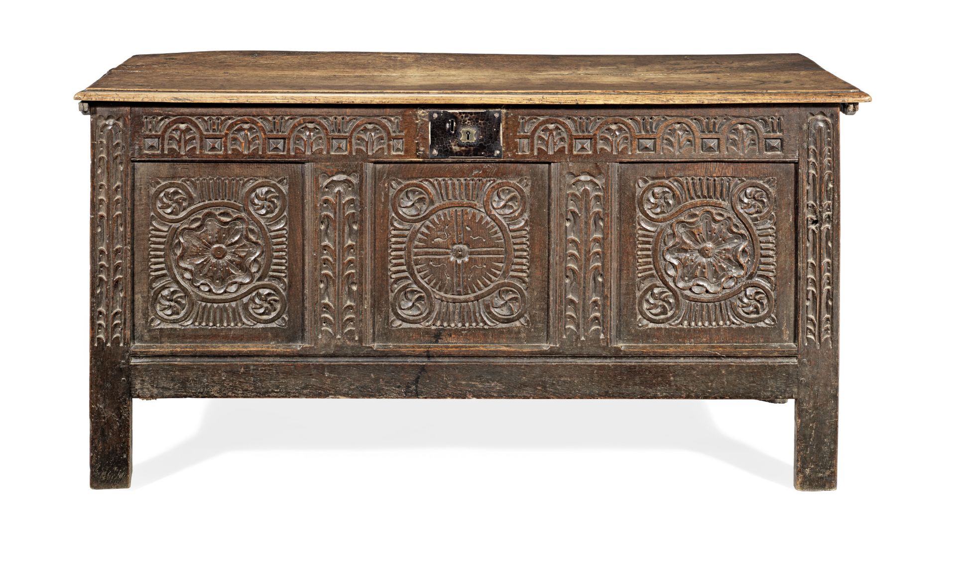 A Charles I joined oak coffer, West Country, circa 1640