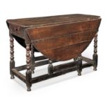 A Charles II joined fruitwood gateleg dining table, circa 1670