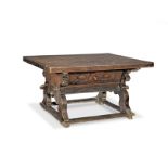 A 16th century chestnut low counter table, Franco-Spanish