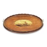 A late 19th century mahogany and inlaid tray