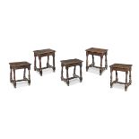 A rare set of five William & Mary oak joint stools, circa 1690 (5)