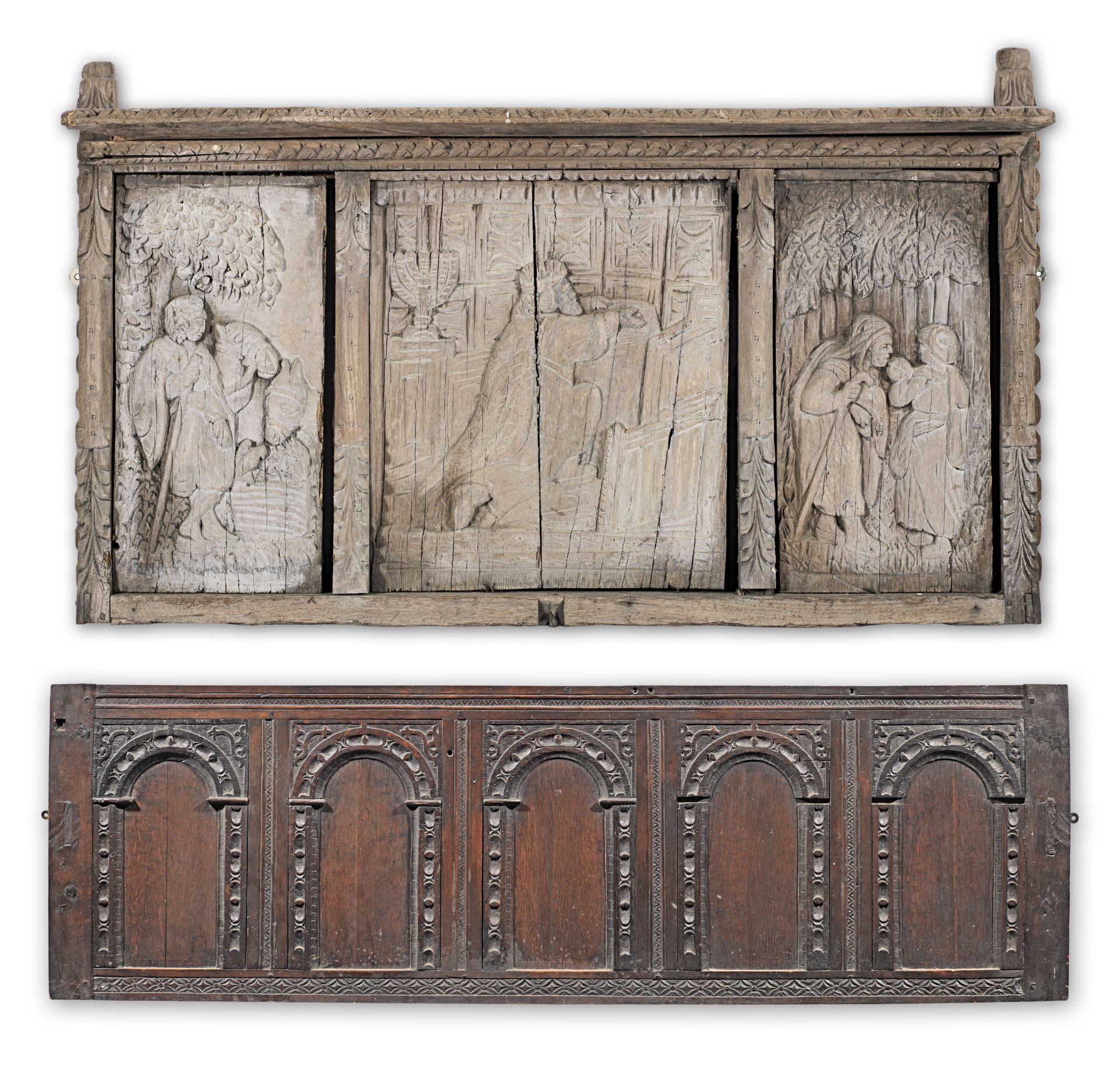 A 17th century joined oak panel, English (2)