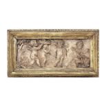 A framed terracotta relief plaque, or frieze