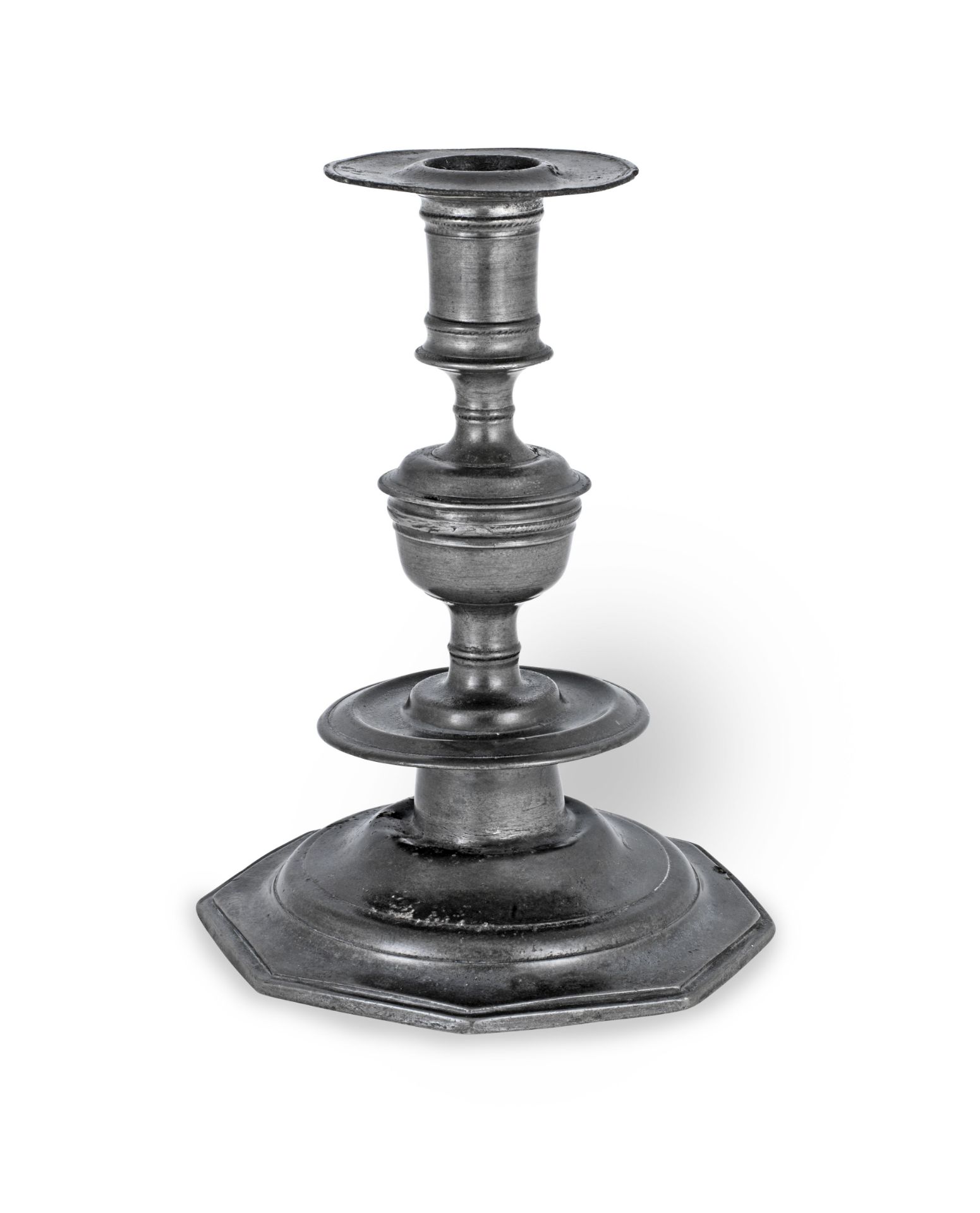 A rare Charles II pewter candlestick, circa 1675