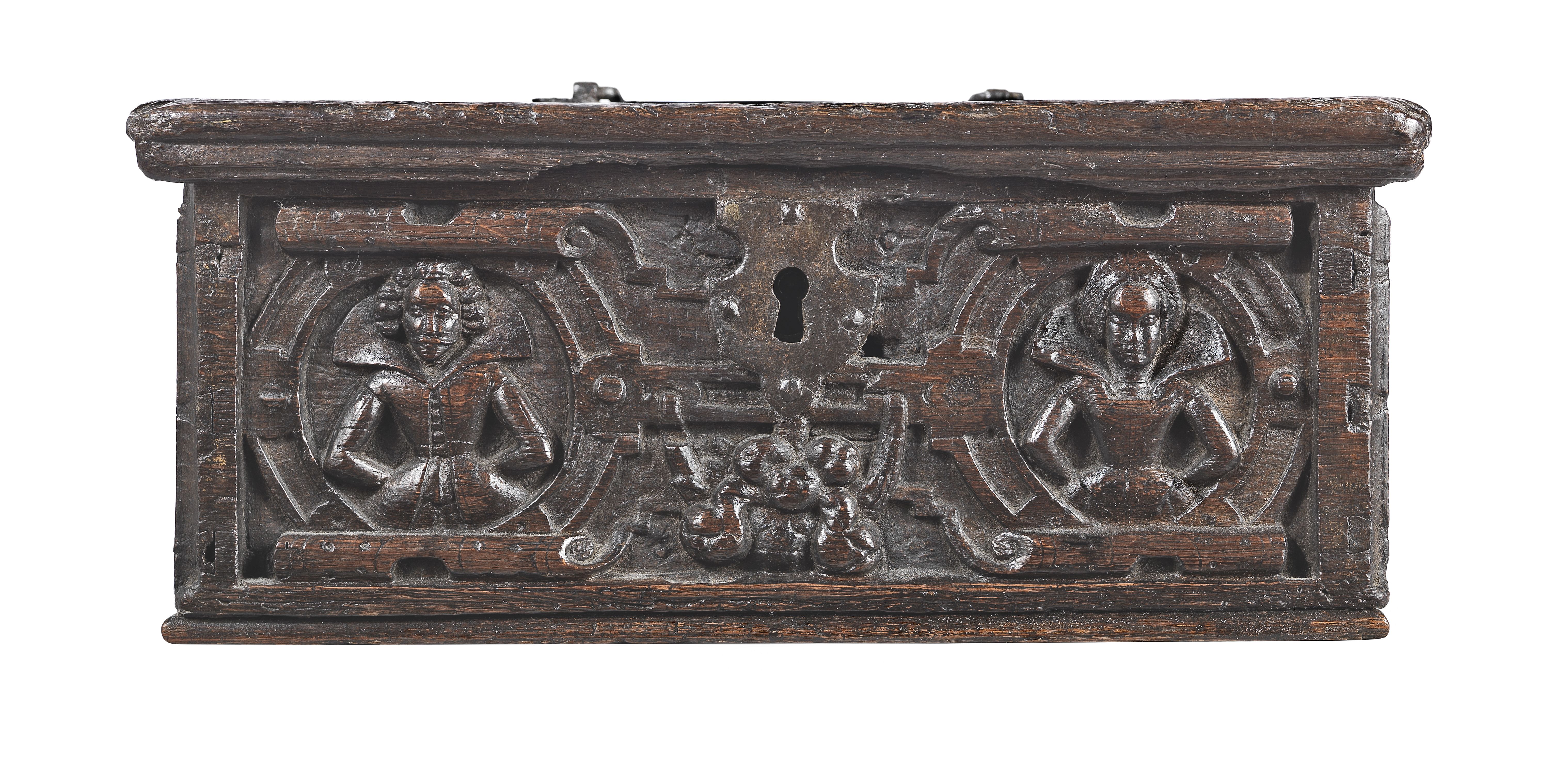 A rare and documented boarded oak box, probably Northern German, circa 1600 - Image 2 of 6