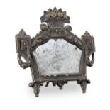 A carved painted and parcel-gilt easel-mirror, possibly 18th century