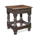 A rare and good Charles I child's oak joint stool, circa 1630