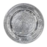 A Charles II pewter triple-reeded dish, circa 1680