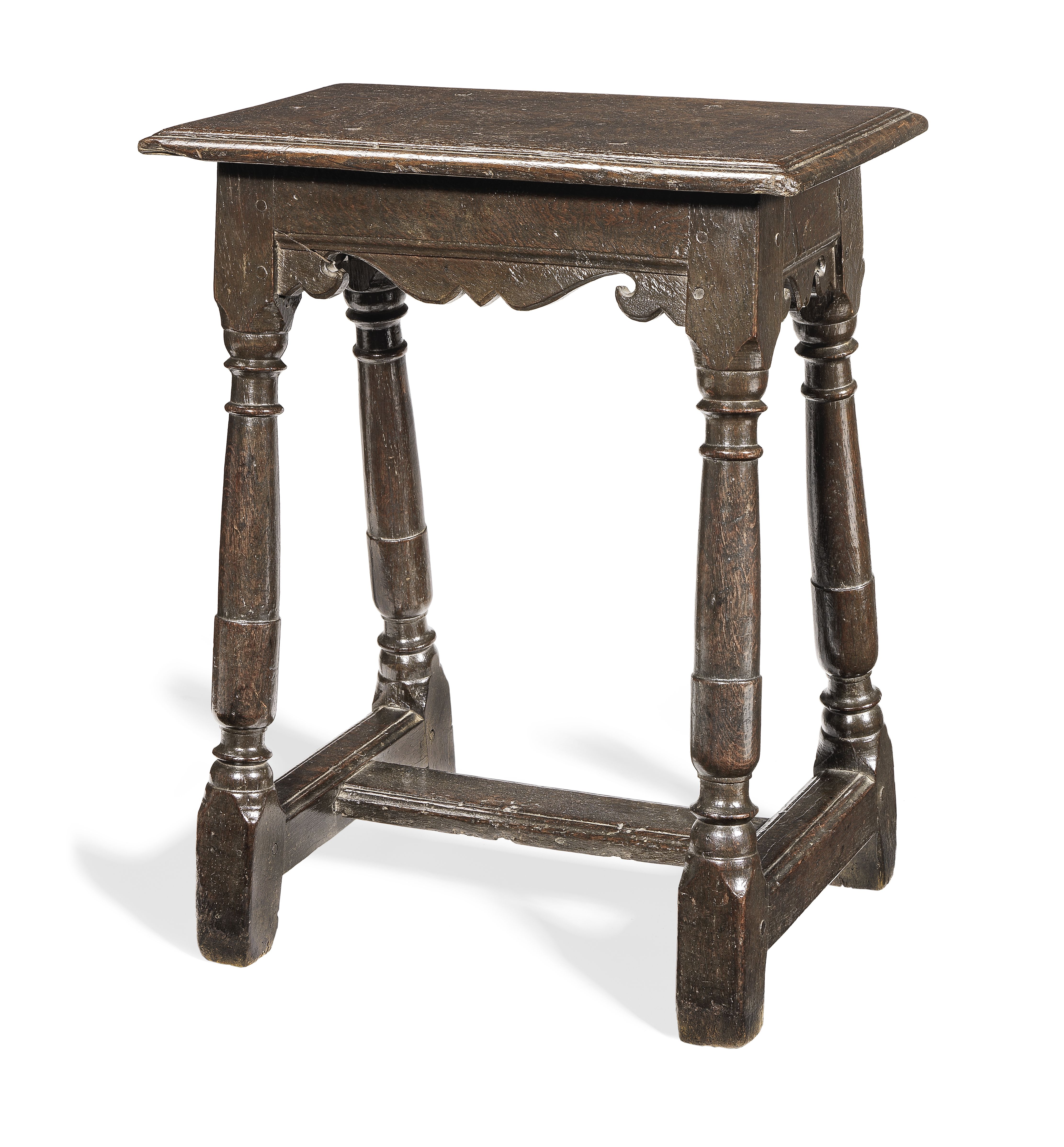 A rare James I/Charles I oak joint stool, West Country, possibly Taunton, Somerset, circa 1620-30