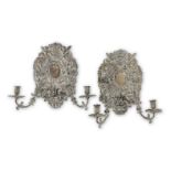 A pair of silvered wall sconces, in the late 17th century manner (2) (2)