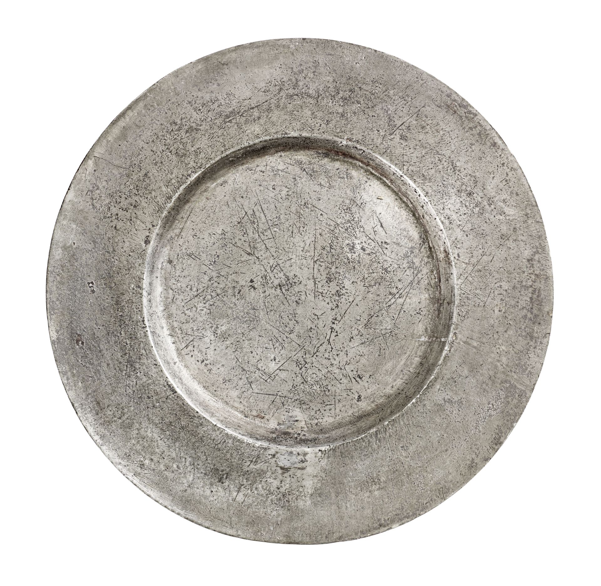 A Charles II pewter broad rim charger, circa 1660-80